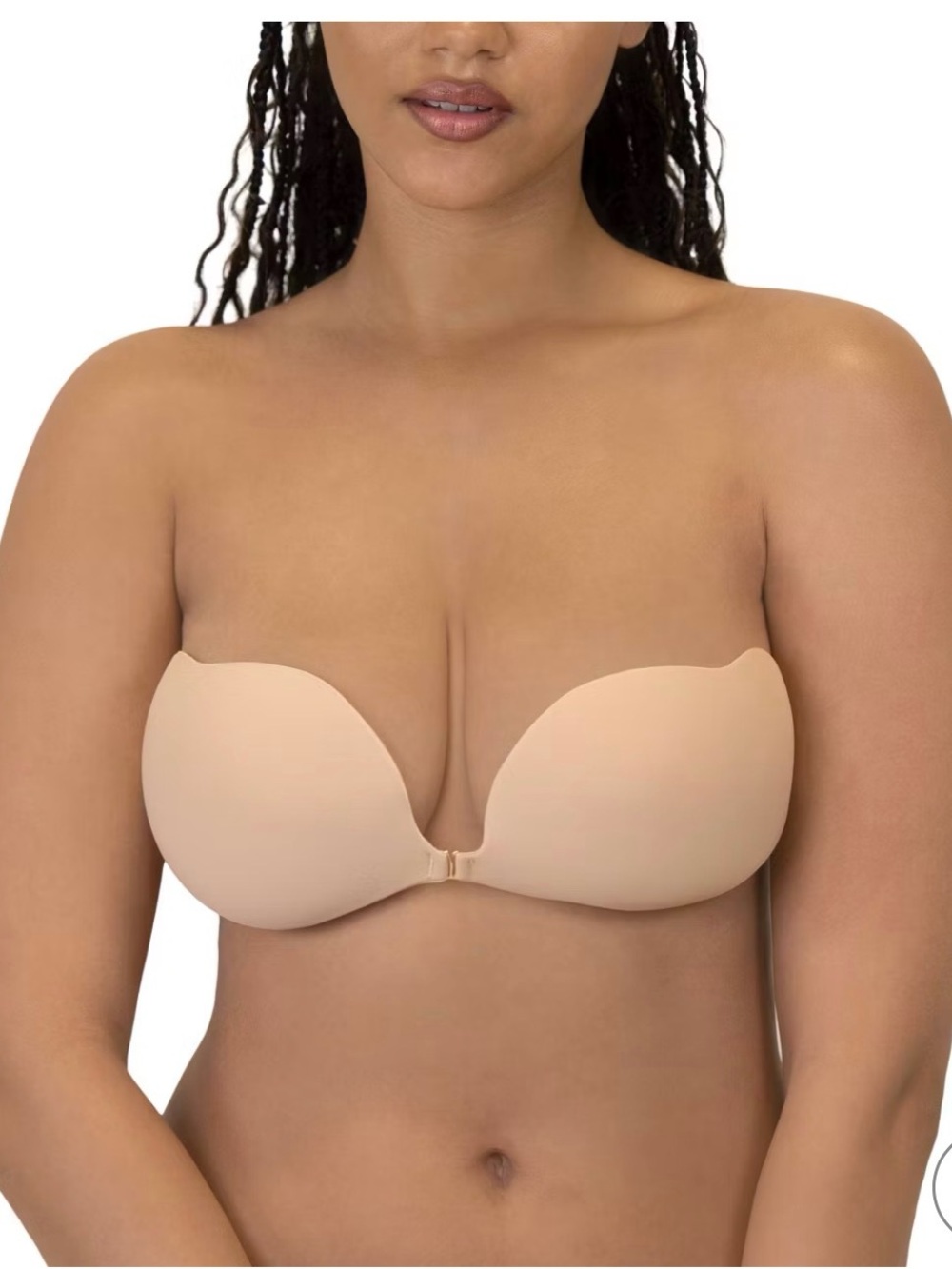 Nude Strapless Adhesive Plunge Bra with Front Closure